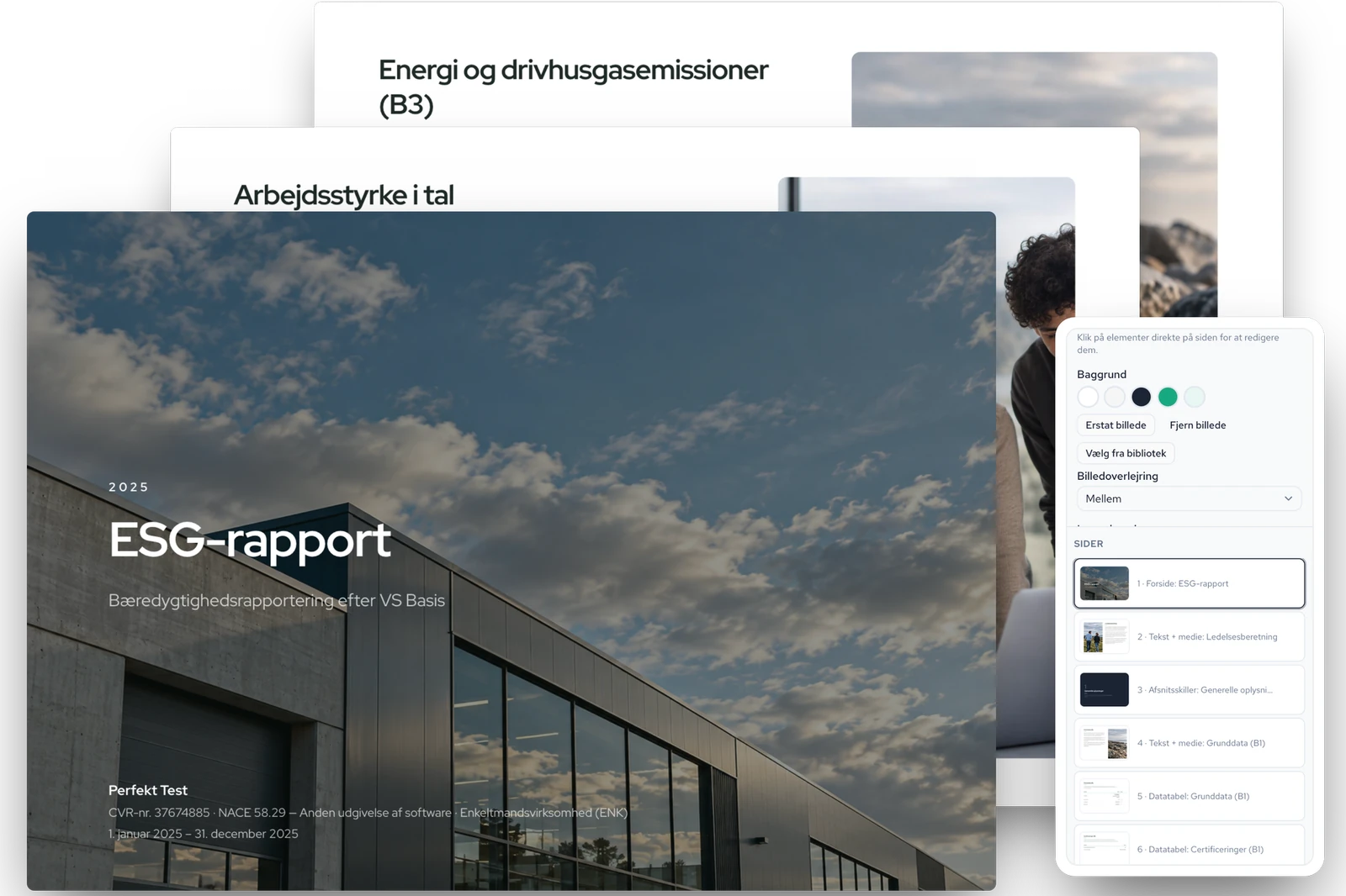 Byg og design din egen ESG-rapport med eget visuelle udtryk i Valified